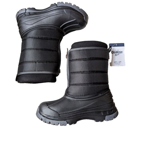 Oshkosh B'gosh Kids Boys Splash Rain Boot ETHAN Duck Boot Zipper Black/G… - Picture 4 of 5